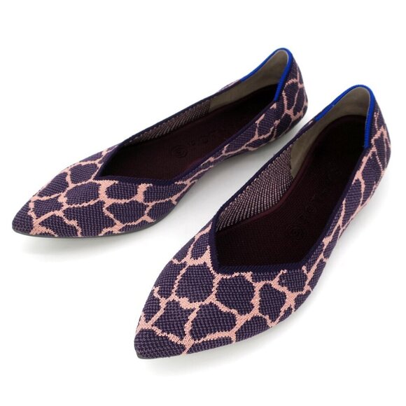 Rothy’s Flats Slip-On The Point Violet Purple Giraffe Retired Print Women's 9.5 - Picture 1 of 5
